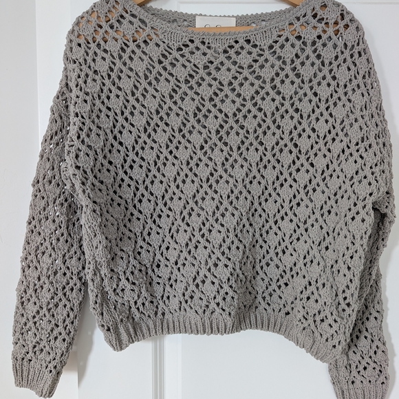 Gray Crochet Women Sweater - Picture 1 of 3